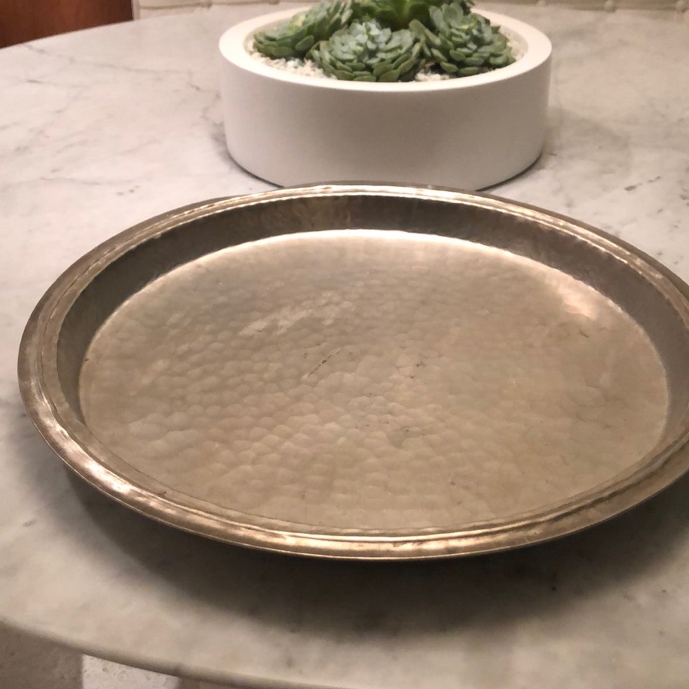 Round silver plated tray